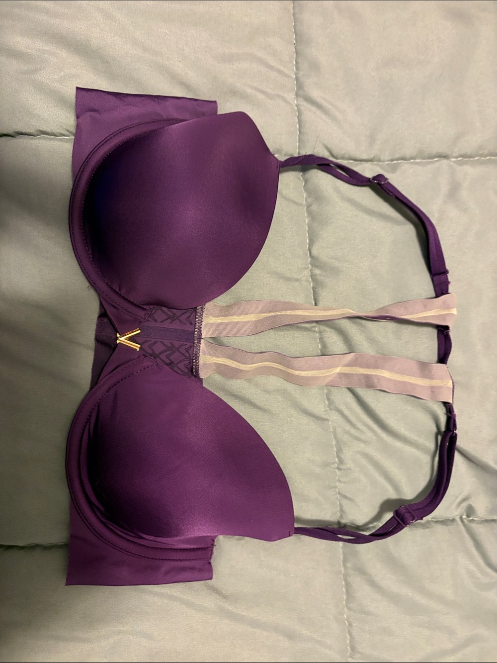 Victoria's Secret Purple Plunge Bra with Sheer Back Straps